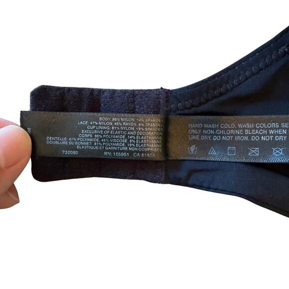 Natori Black Bra Size 34D Lightly Lined Lace Strap Underwire 792B2 - Picture 8 of 9